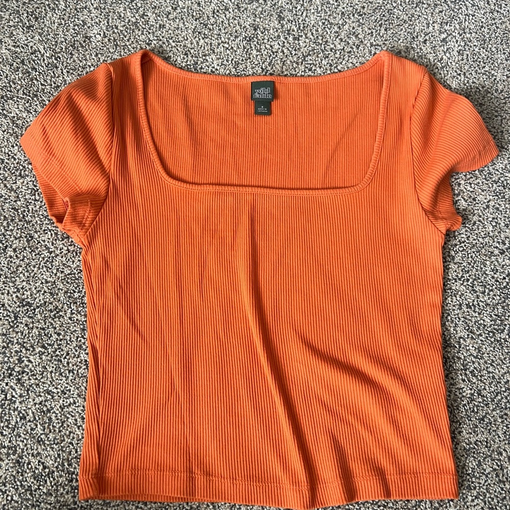 Wild Fable Orange Ribbed Short Sleeve Top